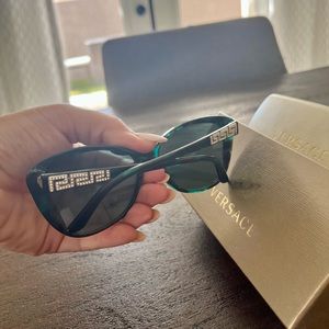 Versace Sunglasses Green Havana Large Butterfly Frame